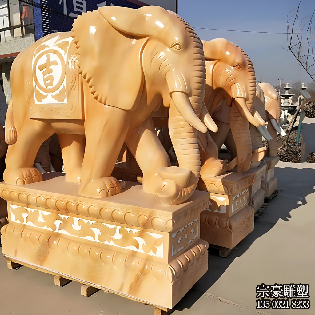晚霞紅吉祥大象看門(mén)動(dòng)物石雕 晚霞紅吉祥大象看門(mén)動(dòng)物石雕