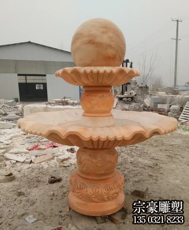 公司招財雙層風水球石雕 公司招財雙層風水球石雕