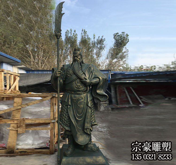 戶外景區不銹鋼仿銅關公雕塑