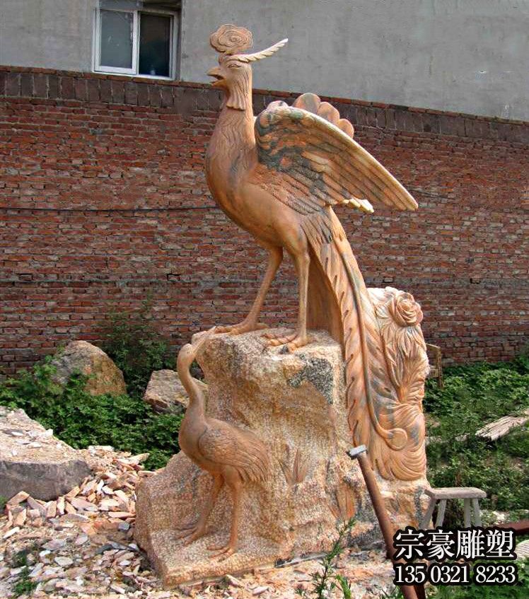 戶外景區(qū)晚霞紅石雕鳳凰雕塑 戶外景區(qū)晚霞紅石雕鳳凰雕塑