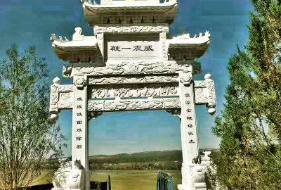 單門仿古石雕牌樓